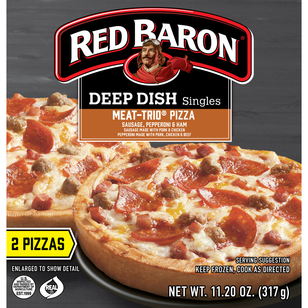 Red Baron deep dish meat trio pizza