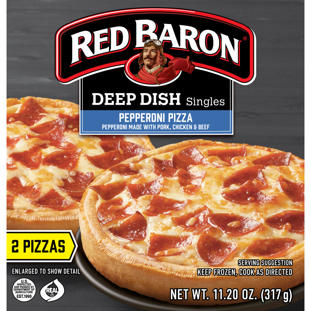 Red Baron deep dish pepperoni pizza