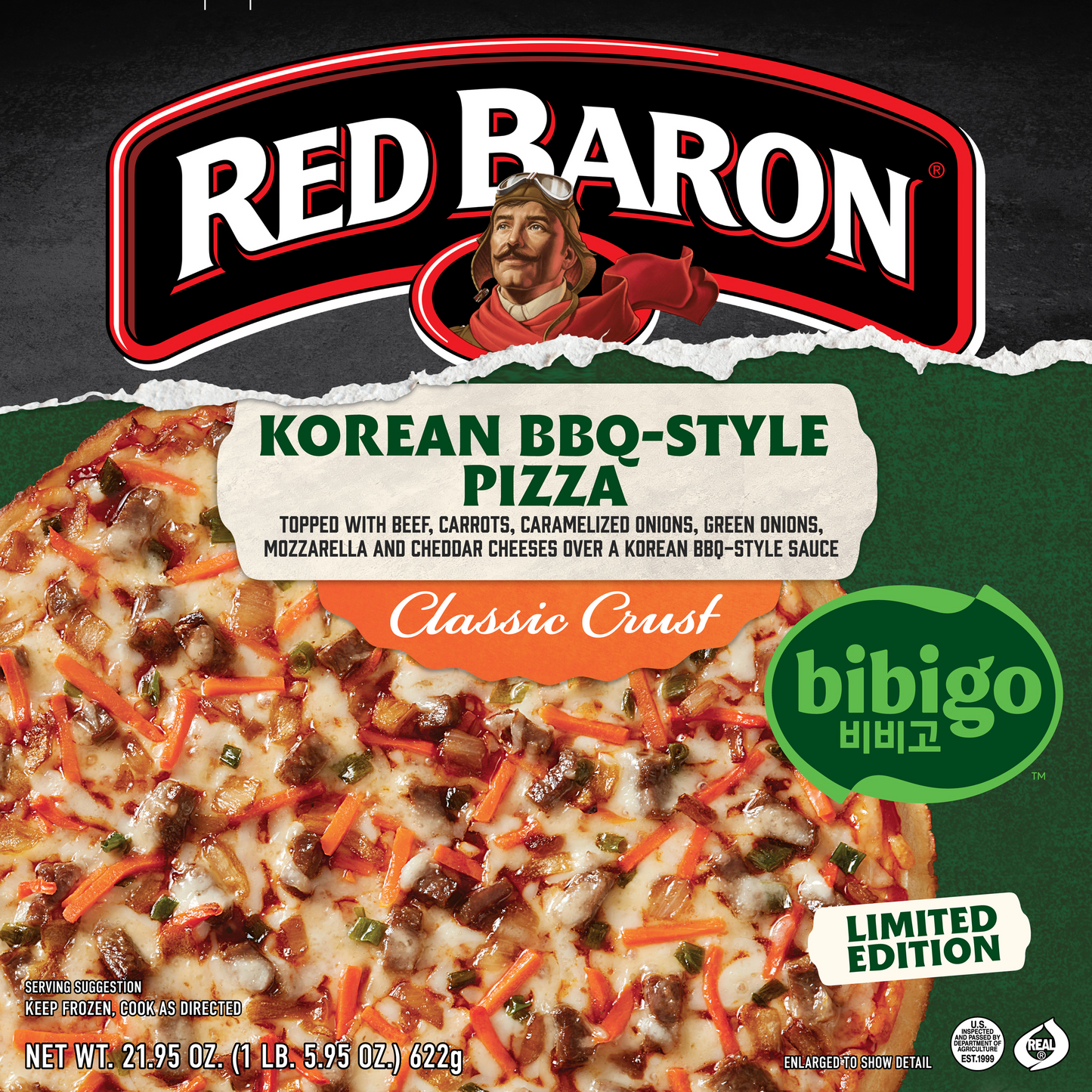 RED BARON® x bibigo™ Korean BBQ-Style Classic Crust Frozen Pizza