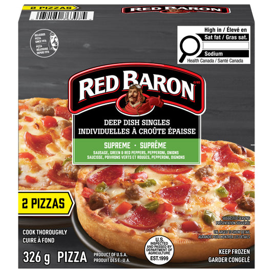 Red Baron Deep Dish Singles Supreme Frozen Pizza